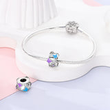 925 Sterling Silver Purple and Blue Butterflies Charm for Bracelets Fine Jewelry Women