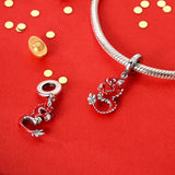 925 Sterling Silver Red Dragon Charm for Bracelets Fine Jewelry Women Pendant