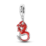 925 Sterling Silver Red Dragon Charm for Bracelets Fine Jewelry Women Pendant