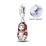925 Sterling Silver Red Polka Doll Charm for Bracelets Fine Jewelry Women Pendant
