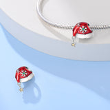 925 Sterling Silver Santa Christmas Hat Charm for Bracelets Fine Jewelry Women