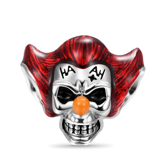 925 Sterling Silver Scary Clown Halloween Charm for Bracelet Fine Jewelry Women Pendant