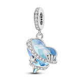 925 Sterling Silver Seashells and Heart Charm for Bracelets Fine Jewelry Women Pendant