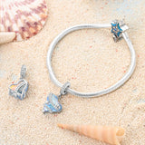 925 Sterling Silver Seashells and Heart Charm for Bracelets Fine Jewelry Women Pendant