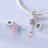 925 Sterling Silver Shiny Paw Print Charm for Bracelets Fine Jewelry Women Pendant