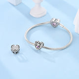 925 Sterling Silver Sister Forever Heart Charm for Bracelets Fine Jewelry Women