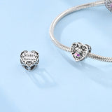 925 Sterling Silver Sister Forever Heart Charm for Bracelets Fine Jewelry Women