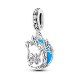 925 Sterling Silver Sisters on a Swing Charm for Bracelets Fine Jewelry Women Pendant