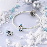 925 Sterling Silver Skiing Penguin Charm for Bracelets Fine Jewelry Women