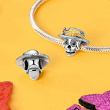 925 Sterling Silver Skull with Hat Charm for Bracelets Fine Jewelry Women