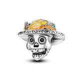 925 Sterling Silver Skull with Hat Charm for Bracelets Fine Jewelry Women