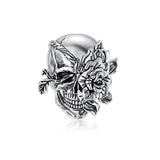 925 Sterling Silver Skull with Rose Charm for Bracelets Fine Jewelry Women Pendant