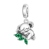 925 Sterling Silver Sleeping Koala Bear Charm for Bracelets Fine Jewelry Women Pendant