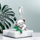 925 Sterling Silver Sleeping Koala Bear Charm for Bracelets Fine Jewelry Women Pendant