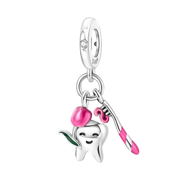 925 Sterling Silver Smiling Tooth Charm for Bracelets Fine Jewelry Women Pendant