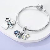 925 Sterling Silver Snowman Charm for Bracelets Fine Jewelry Women Pendant