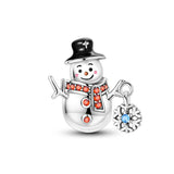 925 Sterling Silver Snowman with Snowflake Charm for Bracelets Fine Jewelry Women Pendant