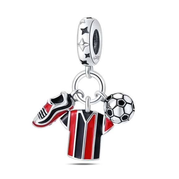 925 Sterling Silver Soccer Charm for Bracelets Fine Jewelry Women Pendant