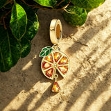 925 Sterling Silver Summer Orange Charm for Bracelets Fine Jewelry Women Pendant