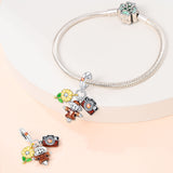 925 Sterling Silver Sunflower and Scarecrow Charm for Bracelets Fine Jewelry Women