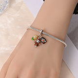 925 Sterling Silver Sunflower and Scarecrow Charm for Bracelets Fine Jewelry Women