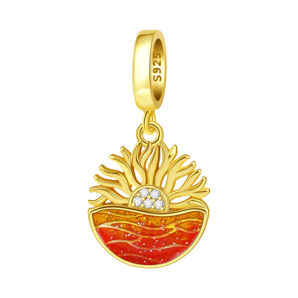 925 Sterling Silver Sunrise Charm for Bracelets Fine Jewelry Women Pendant