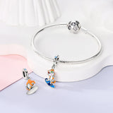 925 Sterling Silver Surfing Cat Charm for Bracelets Fine Jewelry Women Pendant