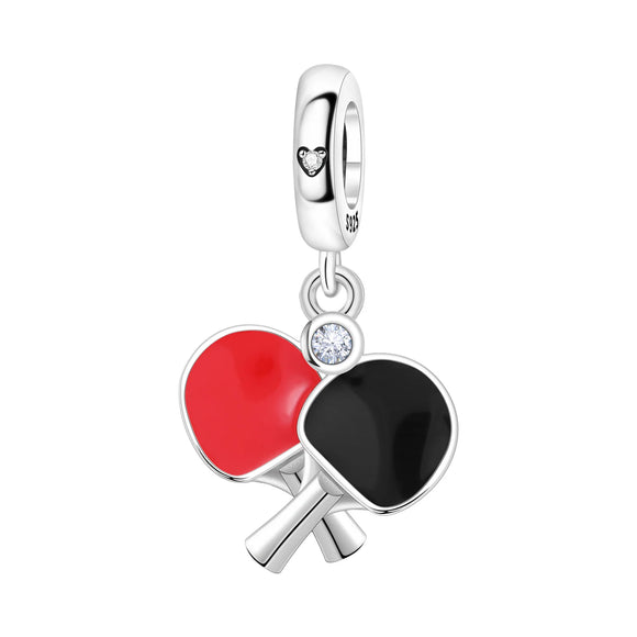 925 Sterling Silver Table Tennis Charm for Bracelets Fine Jewelry Women Pendant