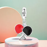 925 Sterling Silver Table Tennis Charm for Bracelets Fine Jewelry Women Pendant