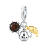 925 Sterling Silver Tea Time Charm for Bracelets Fine Jewelry Women Pendant
