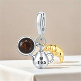 925 Sterling Silver Tea Time Charm for Bracelets Fine Jewelry Women Pendant