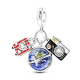 925 Sterling Silver Travel the World Charm for Bracelets Fine Jewelry Women Pendant