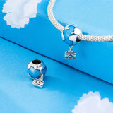 925 Sterling Silver Travel the World Dangle Charm for Bracelets Fine Jewelry Women Pendant
