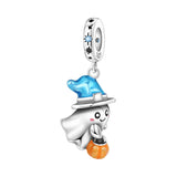 925 Sterling Silver Trick-or-Treat Ghost Charm for Bracelets Fine Jewelry Women Pendant