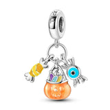 925 Sterling Silver Trick or Treat Candy Charm for Bracelets Fine Jewelry Women Pendant