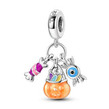 925 Sterling Silver Trick or Treat Candy Charm for Bracelets Fine Jewelry Women Pemdant