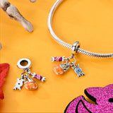 925 Sterling Silver Trick or Treat Candy Charm for Bracelets Fine Jewelry Women Pendant