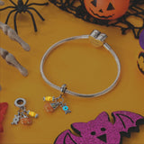 925 Sterling Silver Trick or Treat Candy Charm for Bracelets Fine Jewelry Women Pendant