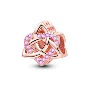 925 Sterling Silver Trinty Knot and Heart Charm for Bracelets Fine Jewelry Women