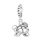 925 Sterling Silver Turtle Mom and Baby Charm for Bracelets Fine Jewelry Women Pendant