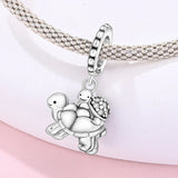 925 Sterling Silver Turtle Mom and Baby Charm for Bracelets Fine Jewelry Women Pendant