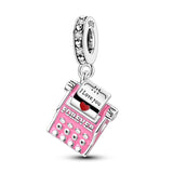 925 Sterling Silver Typewiter and Love Letter Charm for Bracelets Fine Jewelry