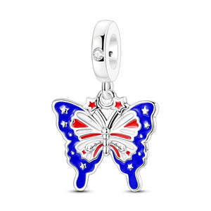 925 Sterling Silver USA Butterfly Charm for Bracelets Fine Jewelry Women Pendant