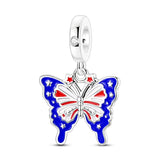 925 Sterling Silver USA Butterfly Charm for Bracelets Fine Jewelry Women Pendant