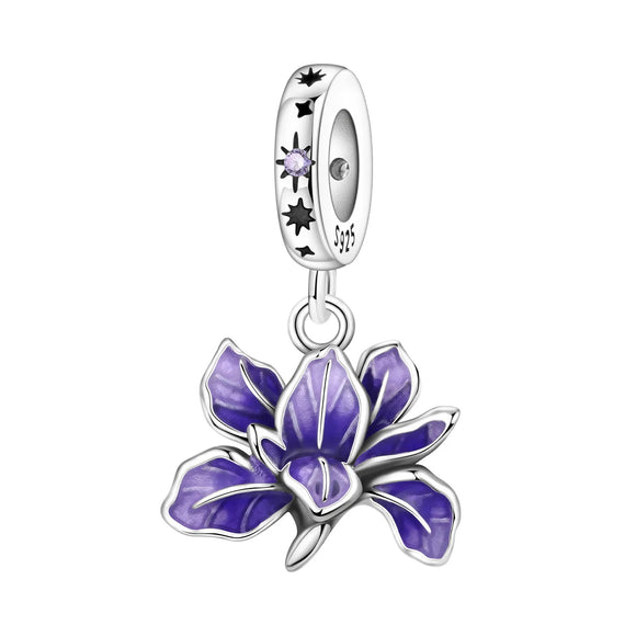 925 Sterling Silver Whispers of the Iris Charm for Bracelets Fine Jewelry Women Pendant