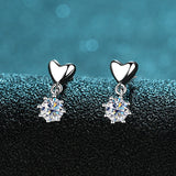 925 Sterling Silver White Moissanite Heart Earrings for Women Fine Jewelry