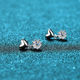 925 Sterling Silver White Moissanite Heart Earrings for Women Fine Jewelry