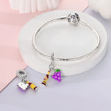 925 Sterling Silver Wine and Grapes Charm for Bracelets Fine Jewelry Women Pendant