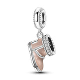 925 Sterling Silver Winter Boot Charm for Bracelets Fine Jewelry Women Pendant