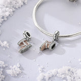 925 Sterling Silver Winter Boot Charm for Bracelets Fine Jewelry Women Pendant